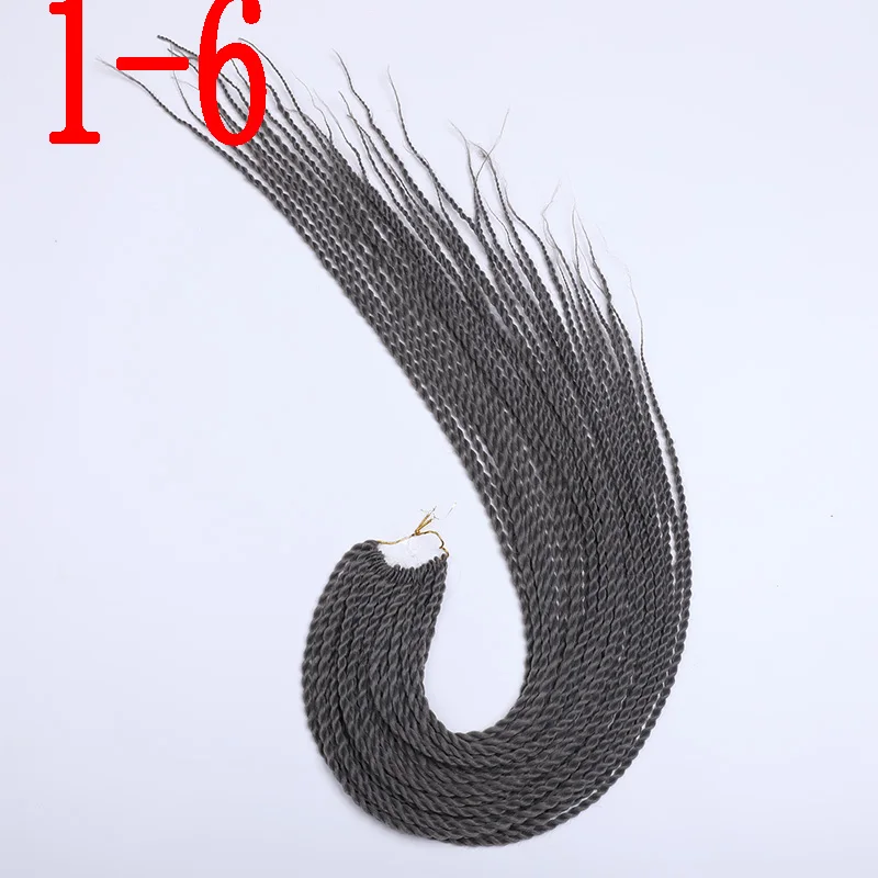 MERISIHAIR Ombre вязанные косички Сенегальские крученые волосы 24 дюйма 30 корней/упаковка синтетические плетеные волосы для женщин серый синий розовый - Цвет: 1-6