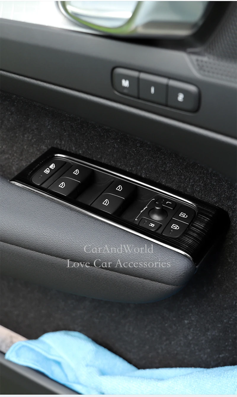 For Volvo XC40- Stainless Steel Interior Glass Lift Panel Cover Door Window Switch Garnish Molding Trims Car Accessory