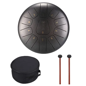 

12 Inch 11 Notes D Major Steel Tongue Drum Handpan Hand Tankdrum with Drumsticks with Finger Cots Yoga Meditation Zazen Relax