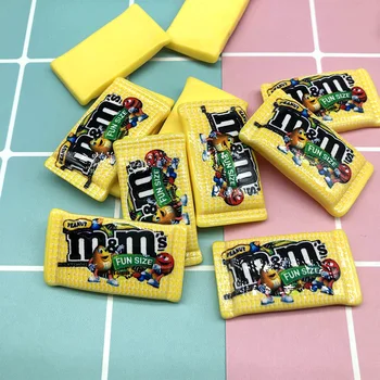 

20Pcs Cartoon M Beans Resin Cabochon Flatback Fake Food Simulation Candy DIY Embellishments Fit Phone Deco Part Accessories