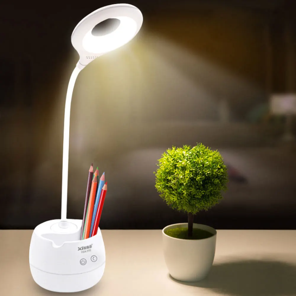 

Stepless dimming countertop reading light rotatable touch switch LED table lamp DC 5V USB charging port table lamp
