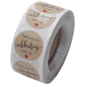 

1 Inch Round Thank You for Celebrating with Us Personality Sticker Tag Diy Christmas Wedding Party Child Birthday Gift Decoratio