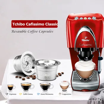 

Refillable Coffee Filters For Caffitaly Tchibo Cafissimo Classic K-fee Stainless Steel Reusable Coffee Capsule & Tamper Spoon
