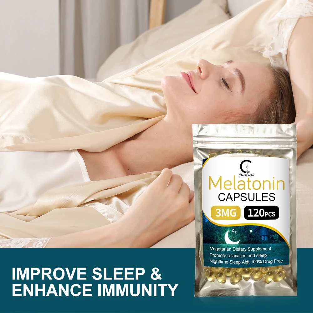 GPGP Greenpeople 3Mg Melatonin Capsules Help Improve Sleep Nighttime Sleep Relieve Stress People With Insomnia Melatonin Product