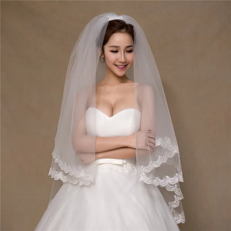 

Wholesale Bride Marriage Lace Double Layer Hair Comb Veil Wedding Hot Selling Korean-style Covered Face Headdress Manufacturers
