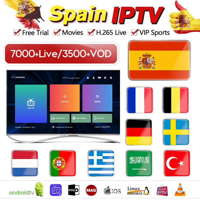 

French IPTV Arabic Norway Poland Portugal Sweden Nordic 1 Year IPTV Code Subscription IPTV France Smart IP TV Turkey Poland 4K
