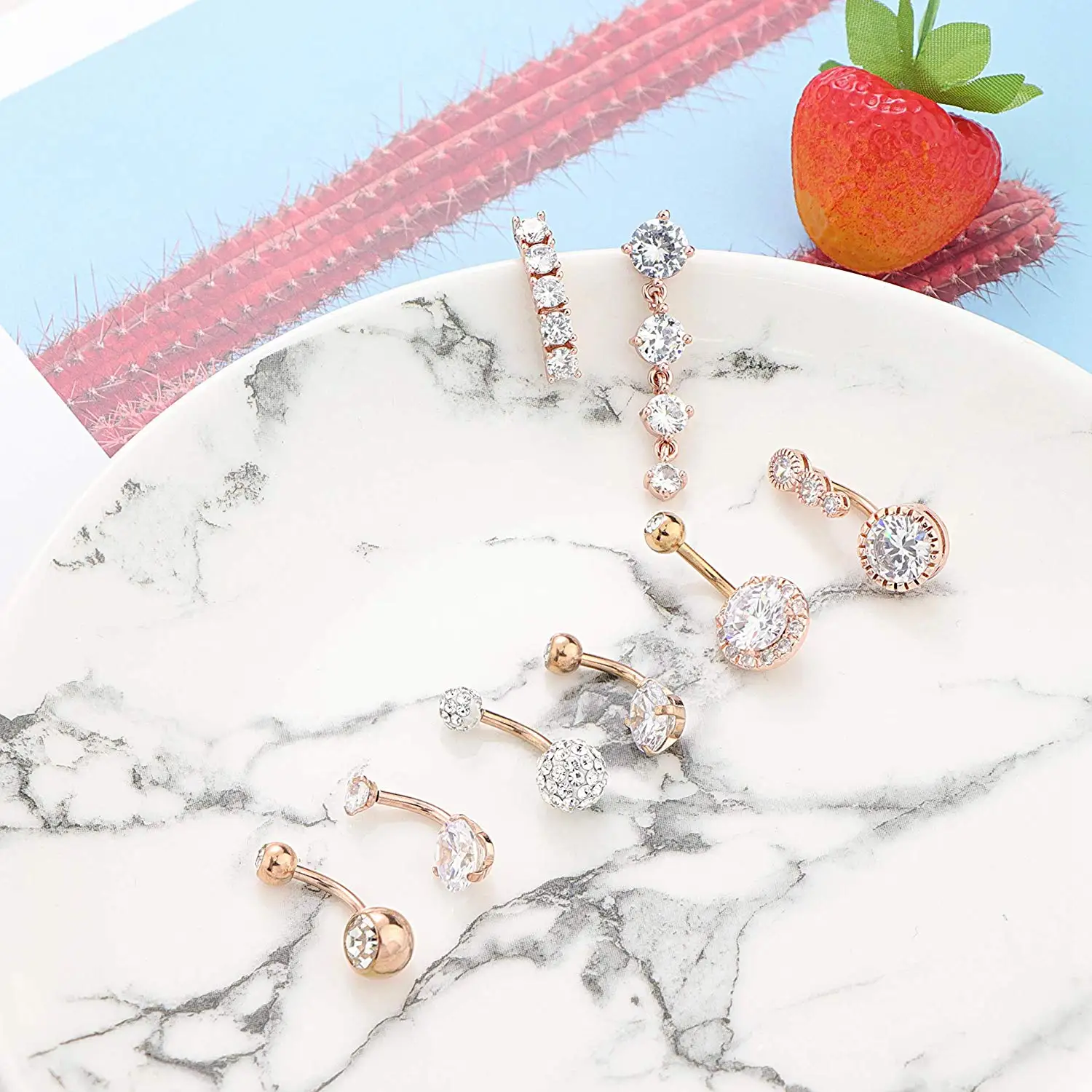 Piercing Jewelry Belly Button Earrings Belly Button Piercings Body Piercing Jewelry Body Jewelry 10 Styles Sexy Dangling Navel Belly Button Ring Oreja 14G Double Round Cubic Zirconia 316L Surgical Steel Belly Piercing Jewelry