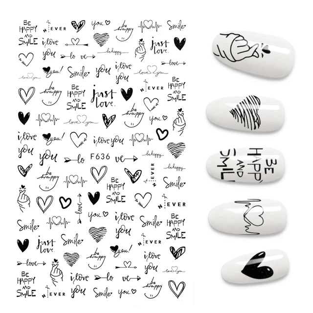The New 3D Nail Sticker Cool English Letter stickers for nail Foil Love Heart Design Fashion Manicure Stickers A140227