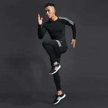 Мужская Уличная одежда для бега и фитнеса, спортивная одежда, Быстросохнущий мужской компрессионный костюм для бега, облегающий спортивный костюм для фитнеса