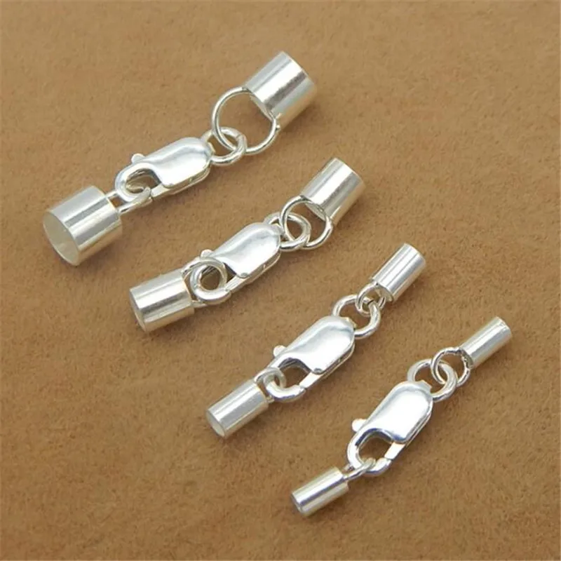 2 개/몫 1.5/2/2.5/3/4MM 엔드 캡 랍스터 Clasps 점프 링 커넥터 맞춤 라운드 팔찌 가죽 코드 DIY