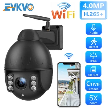 

EVKVO 4MP FHD Outdoor PTZ Wifi Dome IP Camera High Speed 5X Digital Zoom Human Detection Night Vision CCTV Home Security Camera