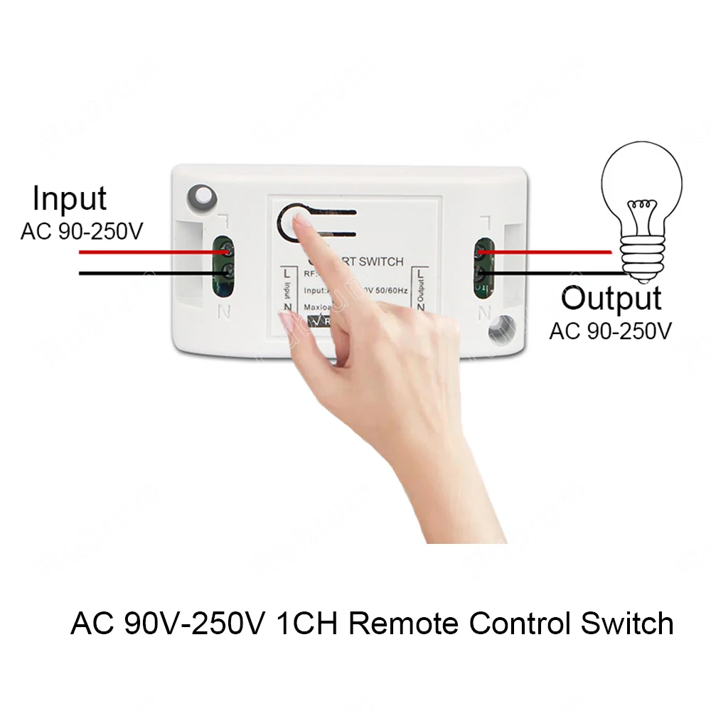 Rubrum Wall Switch 433Mhz Wireless RF 86 Wall Panel Transmitter Switch and AC 110V 220V Relay Receiver For Home Light LED Lamp