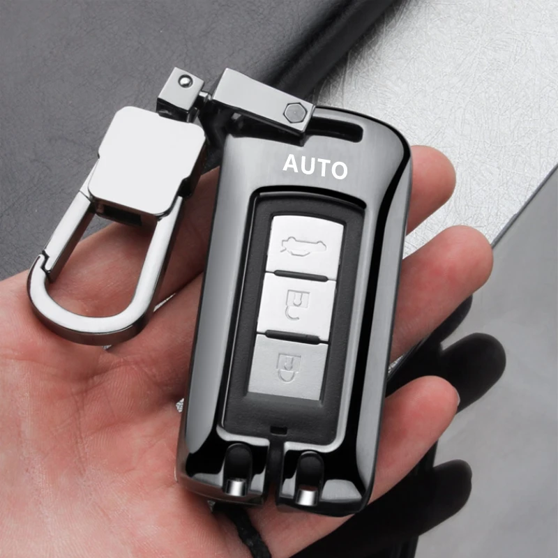 Pcmos черный алюминиевый смарт-чехол для ключей чехол держатель для Mitsubishi Outlander- брелок для ключей автомобиля Stying