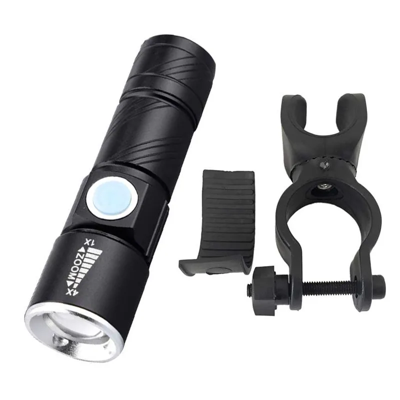 A Мощный велосипед фонарик USB 2000 Люмен Увеличить фонарик светодиодный с аккумулятором Водонепроницаемый светодиодный фонарь для охоты фары фанарик Встроенный Батарея фанарь тактический аккумуляторный охота фонарь - Испускаемый цвет: A