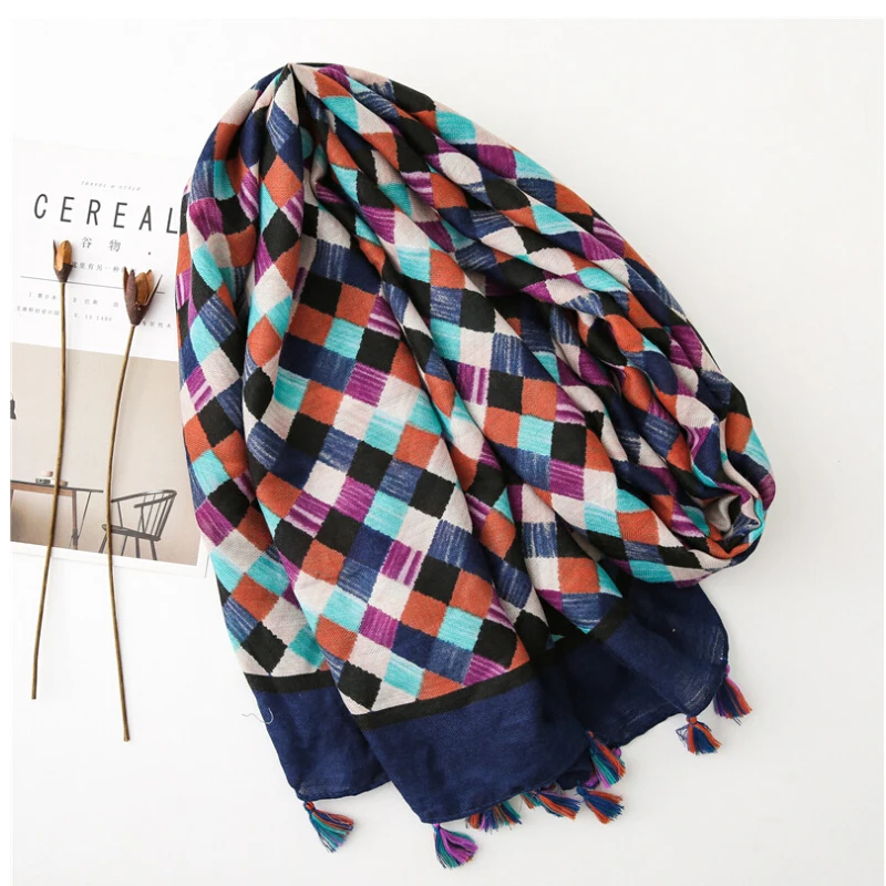 Fashion Women grid Scarf Long size 180x90cm Cotton scarves Winter Lady Scarves Soft Shawl Wrap Scarf Elegant for Christmas  (4)