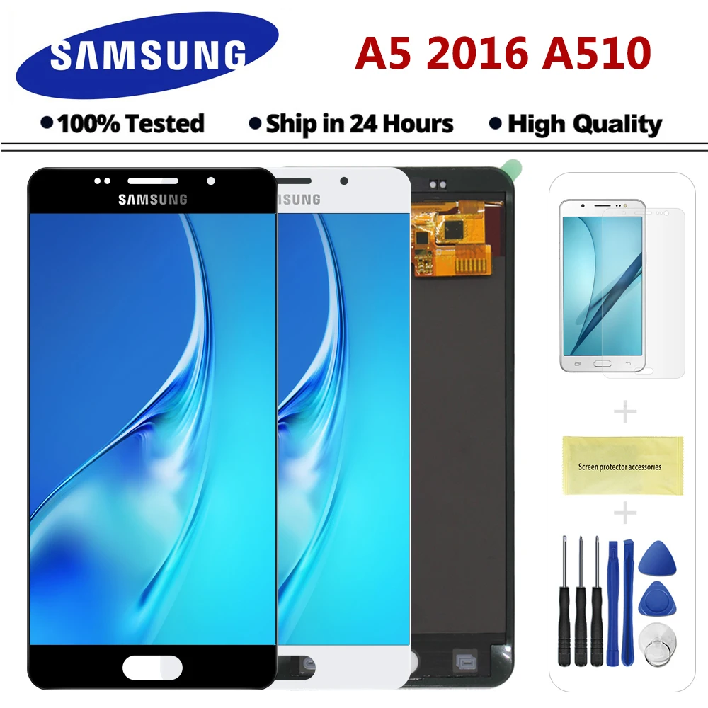

100% Test A510 LCD for Samsung Galaxy A5 2016 A510F A510M A510FD A5100 A510Y LCD Display Touch Screen Digitizer Assembly