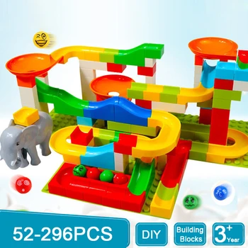 

52-104Pcs DIY Building Blocks Marble Race Run Maze Balls Funnel Slide Big Bricks Educational Toys for Children Kids Gift