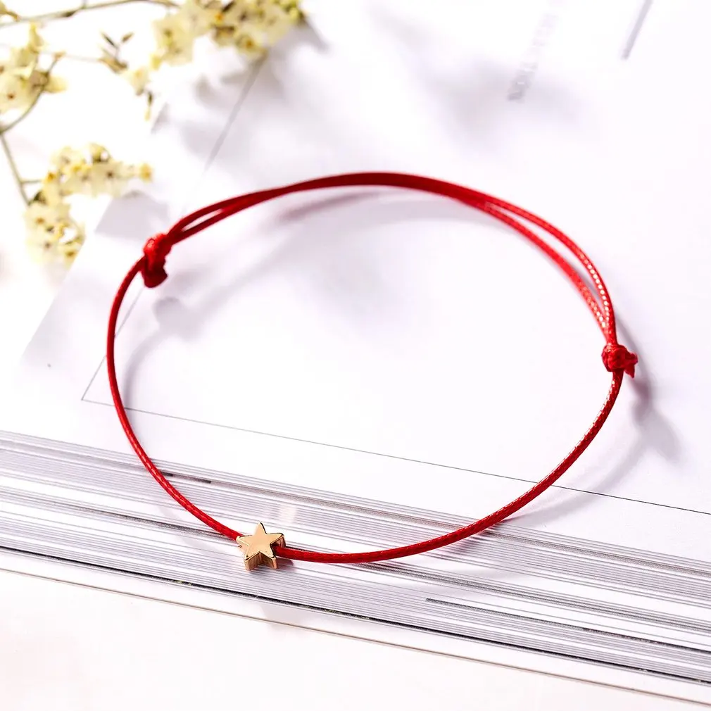 

Fashion Make A Wish Paper Card Star Woven Adjustable Rope Chain Copper Bracelet Accessories for Daily Wear