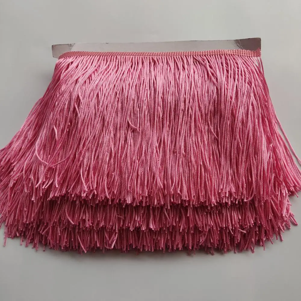 5 Yards Medium Pink Fringe Trim Lace Tassel Chainette 15cm Wide Fringe Trim Ribbon For DIY Latin Dress Stage Clothes Accessories Lace Ribbon