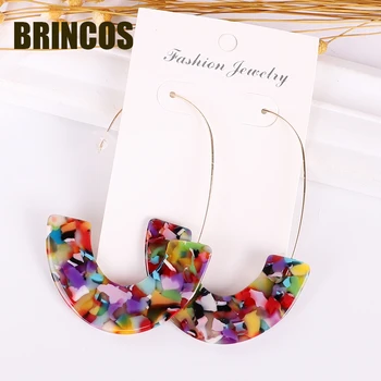 

Fashion Acrylic Earrings 2019 Hoop set Jewelry korean Leopard Acetate Bohemia Long Earrings C-shaped Pendant Statement big