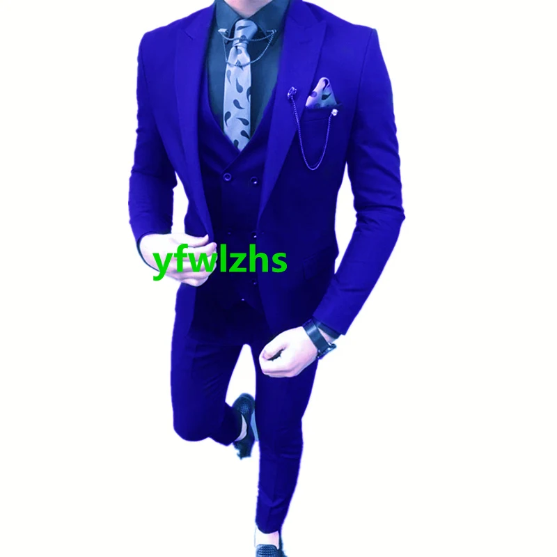 

Handsome One Button Groomsmen Peak Lapel Groom Tuxedos Wedding Dress Men Suits Blazer Prom Dinner (Jacket+Pants+Tie+Vest) A171