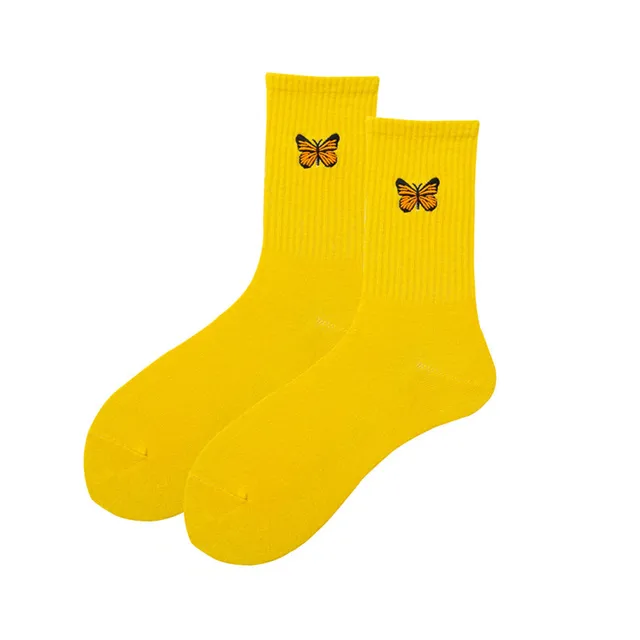 Hot Sale 2021 new fashion Korean style ladies socks simulation printing butterfly socks cute embroidered dinosaur socks 5
