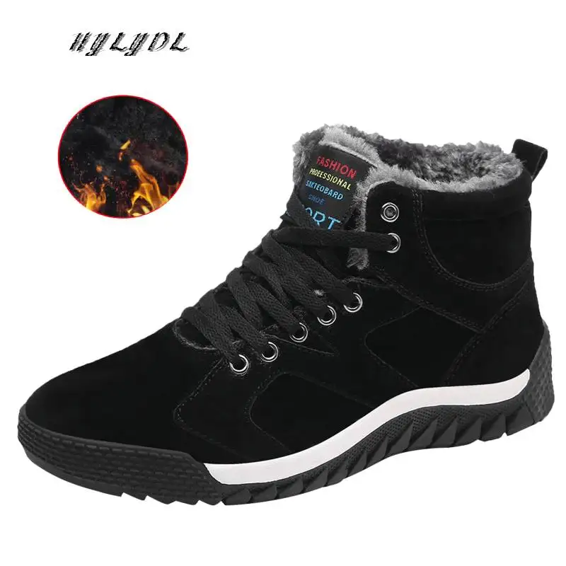 

Winter Boots Men Warm Fur Lace Up Non Slip Ankle Snow Boots Outdoor Sneakers Men Plus Size 39-47 Shoes Men Plush Botas Hombre