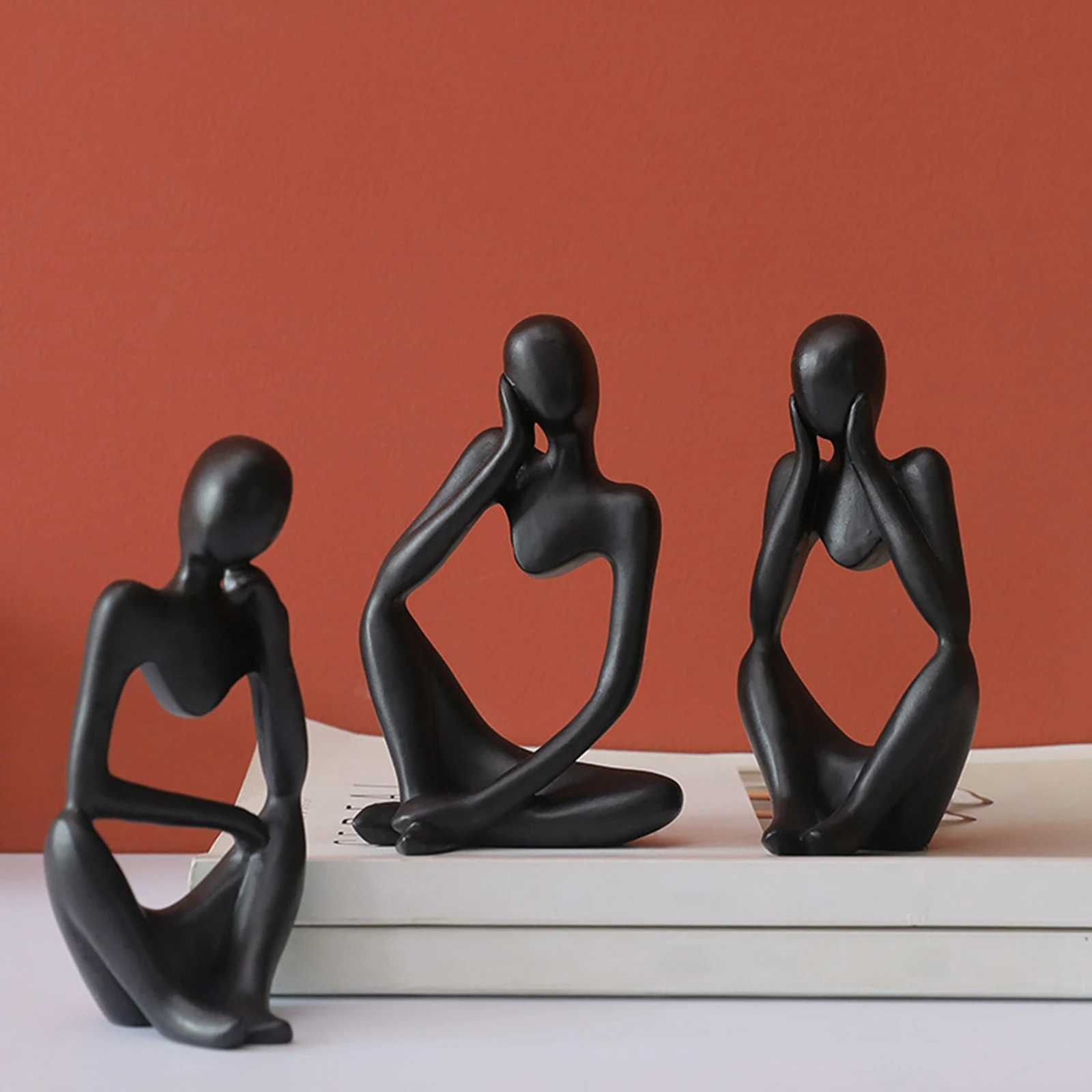 Thinker Sculpture Creative Figurine Home Sandstone Shelf Modern Statues