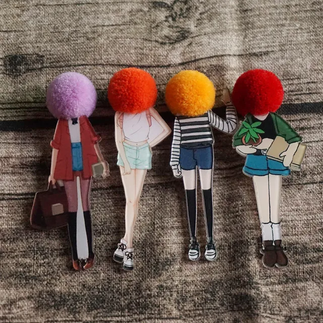 Cute Creativity Brooch For Woman Girl 2cm Wool Ball Acrylic Badges Jewelry Gifts For Mom Friends