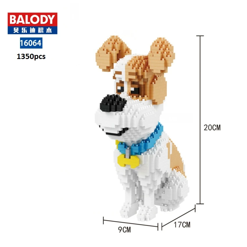 Balody Mel Pug Pet Dog Animal DIY Diamond Mini Nano Building Block Bricks Toys 