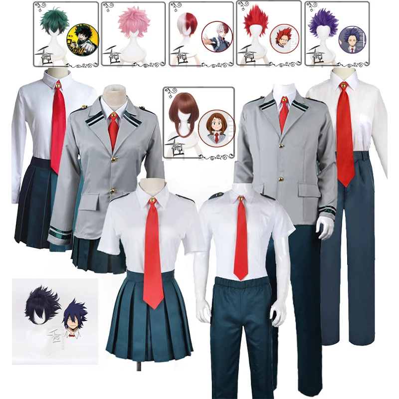 

Hot Boku no My Hero Academia Summer Winiter Uniform Midoriya Izuku Bakugou Katsuki Ochaco Uraraka Cosplay Costume Wigs