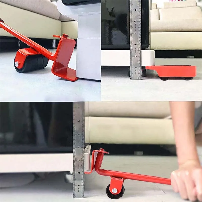 ZK3 5 PCS Furniture Mover Tool Set Furniture Transport Lifter Heavy Stuffs Moving Tool Wheeled Mover Roller Wheel Bar Hand Tools-5