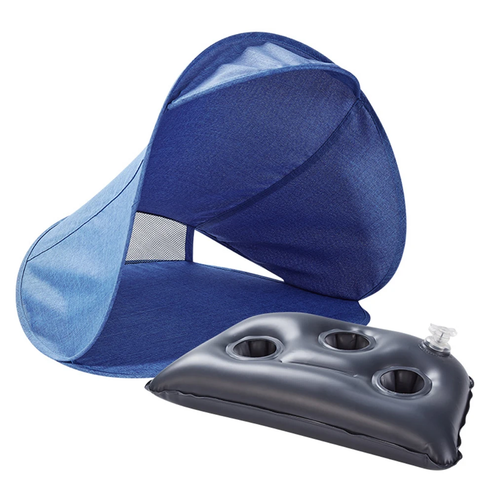 

Lightweight Face Tent Awning With Air Pillow UV Protection Canvas Practical Summer Beach Sun Shelter Personal Foldable Portable