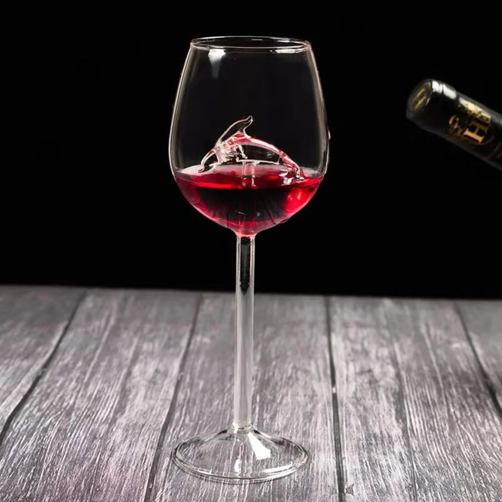 Изысканное Европейское Хрустальное стекло гиппокамп дельфины красное вино бокал es чашка бокал - Цвет: dolphin