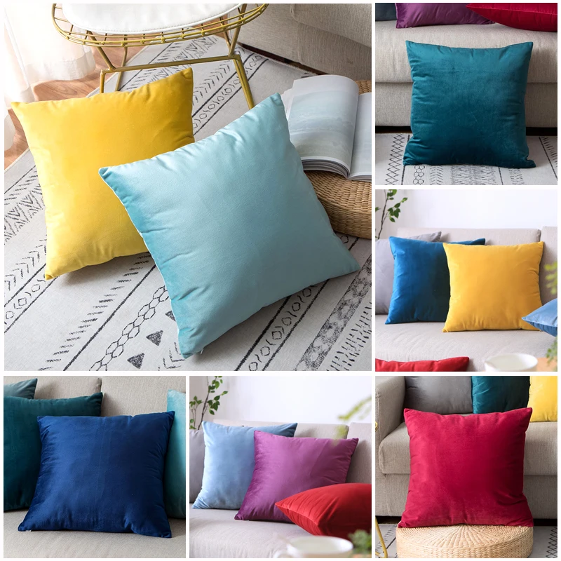 

pillowcase velvet cushion cover for living room sofa cushion set solid color pillowcase Cushion Cover Pillow Cover
