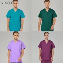 Женская медицинская Униформа VIAOLI, классические топы с v-образным вырезом, одежда из чистого хлопка для врача, униформа медсестры, Хирургическая Одежда для женщин