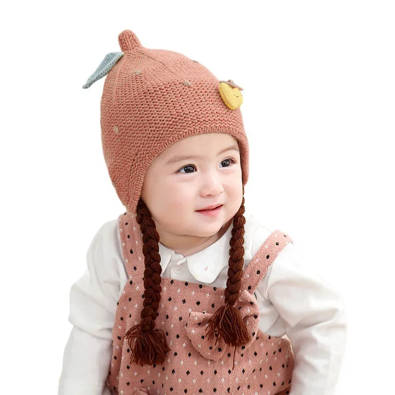 Зимняя детская шапочка, милая детская шапка для девочек, детская шапка, модные шапки для маленьких девочек, теплая Милая шапка, аксессуары - Цвет: A6