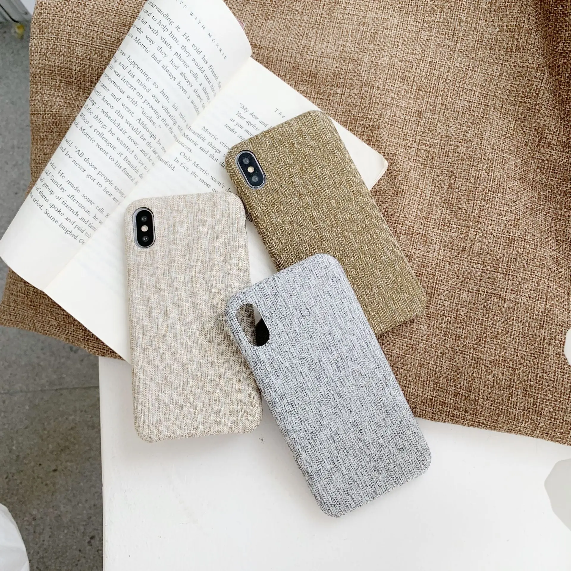 Простой винтажный тканевый текстурный узор зимний чехол для телефона iPhone XR XS Max 6