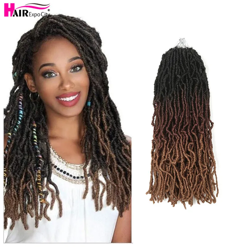 

14inch Goddess Nu Locs Crochet Hair Synthetic Soft Messy Boho Faux Loc Ombre Braiding Hair Extension Natural Look Hair Expo City
