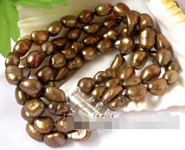 914+++4strands 8&quot 10mm coffee baroque freshwater pearl bangle bracelet | Украшения и аксессуары