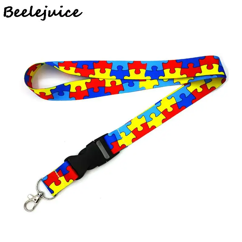 thumbnail image 1 of Autism pattern Hand in hand Lanyard for Keys Phone Cool Neck Strap Lanyard for Camera Whistle ID Badge webbings ribbons Gifts, 1 of 5