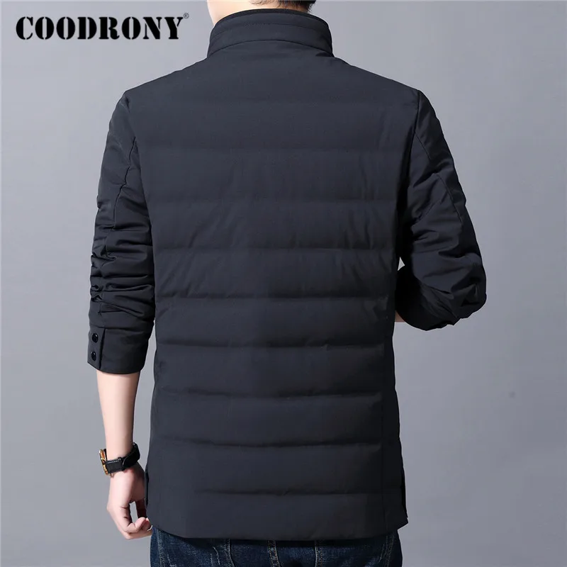 Бренд COODRONY, мужская куртка-пуховик на утином пуху, деловая повседневная куртка со стоячим воротником, Мужские осенне-зимние мягкие теплые куртки, верхняя одежда 98027