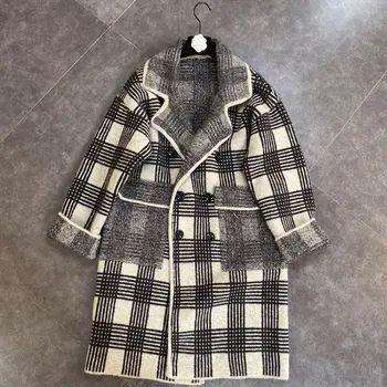 

2020 New Fashion Women Woolen Coats Woman Winter Coats Vintage Casual Plaid Overcoat Women Long Women Coats Jackets Winter