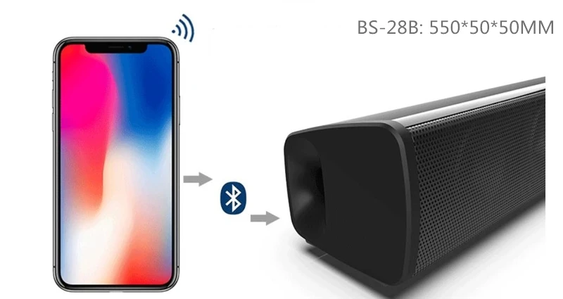 BS-28B Беспроводной Bluetooth Саундбар ТВ объемный стерео колонки Hi-Fi звуковая панель объемная звуковая система AUX TF FM радио Колонка домашний кинотеатр - Цвет: BS-28B