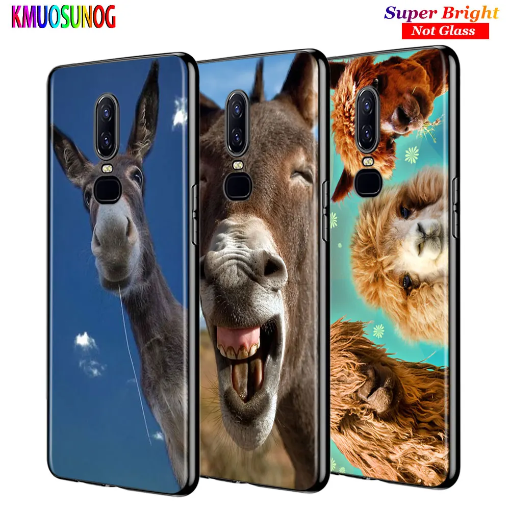 

For OnePlus 7 7Pro Black Silicone Cover Cute Alpaca Animal Back Cover For OnePlus 5 5T 6 6T Phone Case