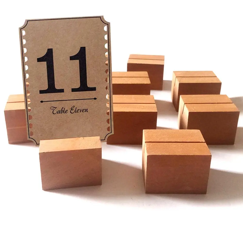 

10Pcs natural Wooded Rectangular Table Name Card Holder Photo Stand Party Banquet Decor Durable Easy to Use Portable Useful