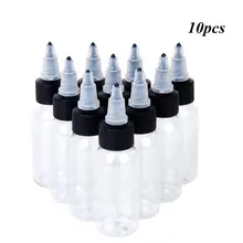 10 шт. 30 мл закручивающаяся верхняя крышка пустые пластиковые чернила для татуировки черные временные пигментные Прозрачные Бутылки Принадлежности для татуировки аксессуары для татуировки