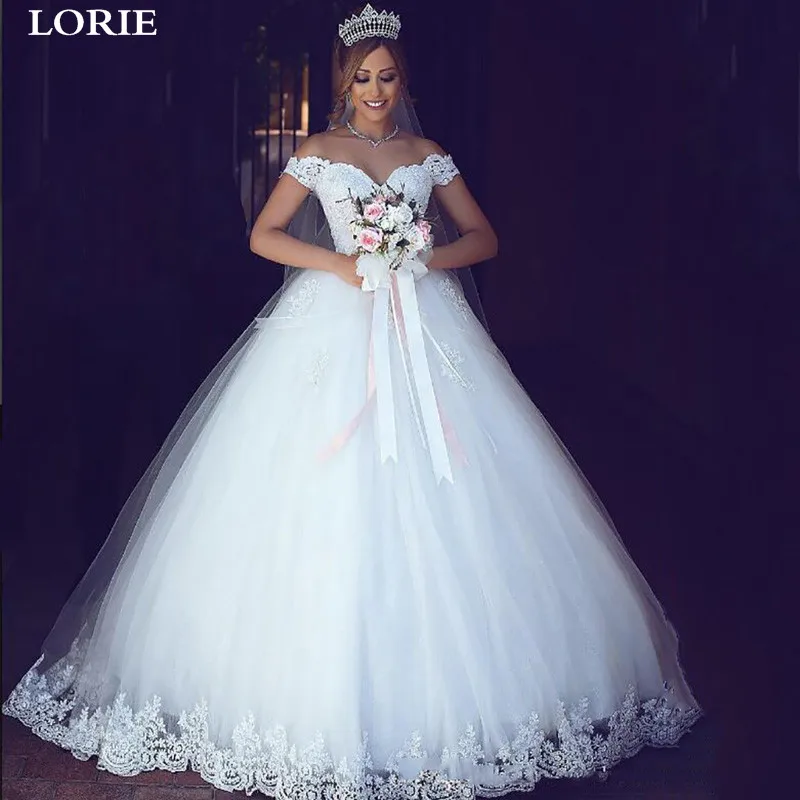 Лори принцесса свадебное платье Бальные платья с открытыми плечами аппликация Кружева Милая Дубай свадебное платье Vestido de noiva
