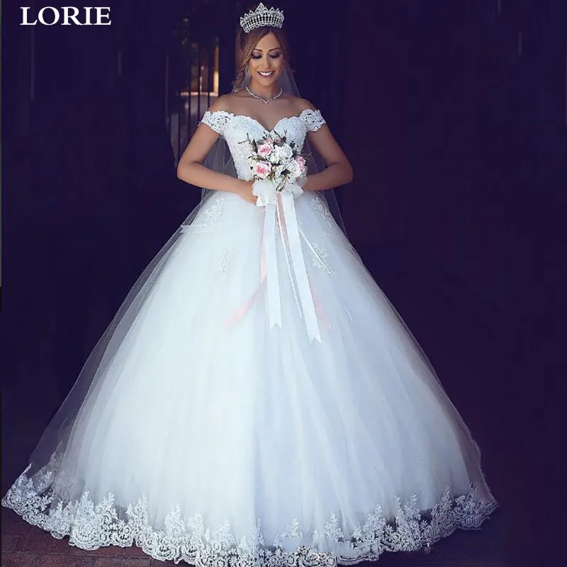 

LORIE Princess Wedding Dress Ball Gowns Off The Shoulder Appliqued Lace Sweetheart Dubai Wedding Bridal Dress Vestido de noiva