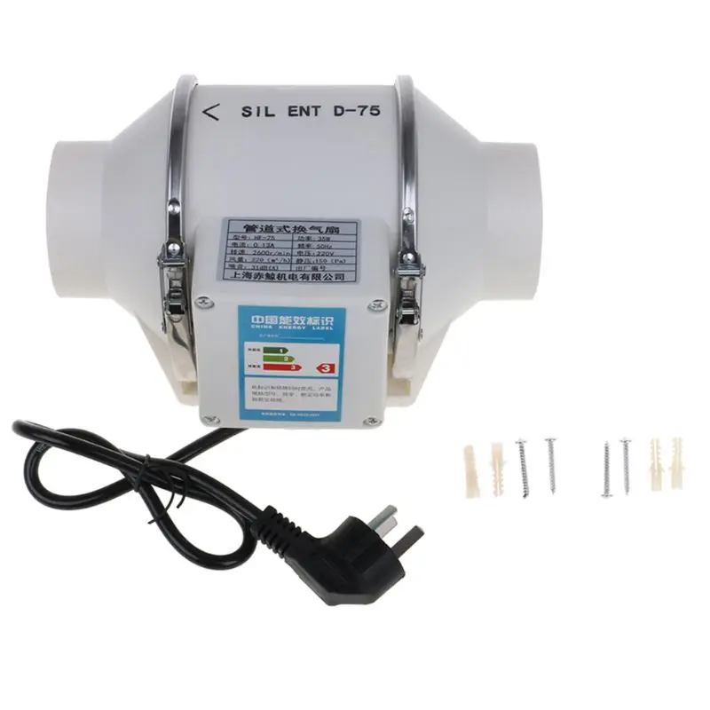 

Inline Duct Fan Pipe Extractor Booster Mini Ventilation Fans Ceiling Blower Toilet Ventilator